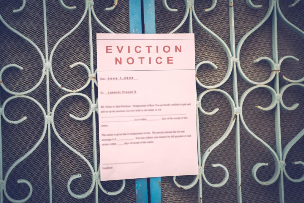 Eviction notice on Altadena CA tenant's front door.