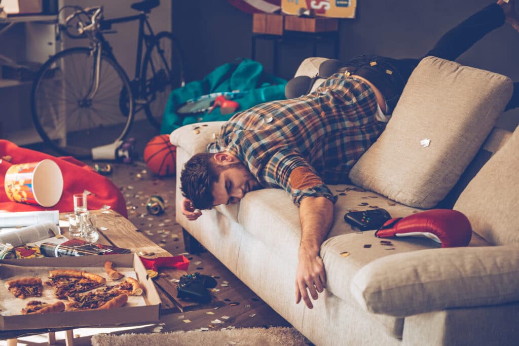 A dirty rental house after a wild party thrown by a bad tenant in Pasadena, CA.