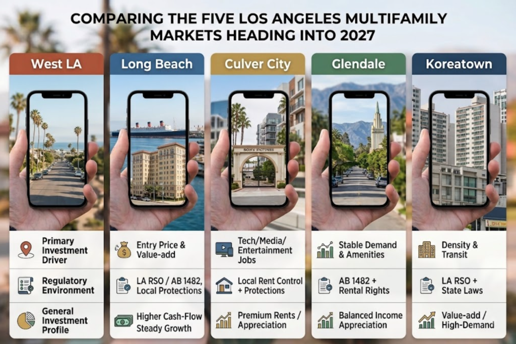 Comparison of 5 LA area cities to invest in 2027.
